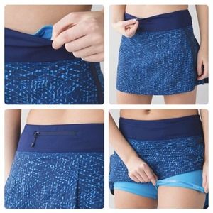 LULULEMON Reg Pace Rival Skirt II Samba Snake Kayak Blue Hero Blue 6